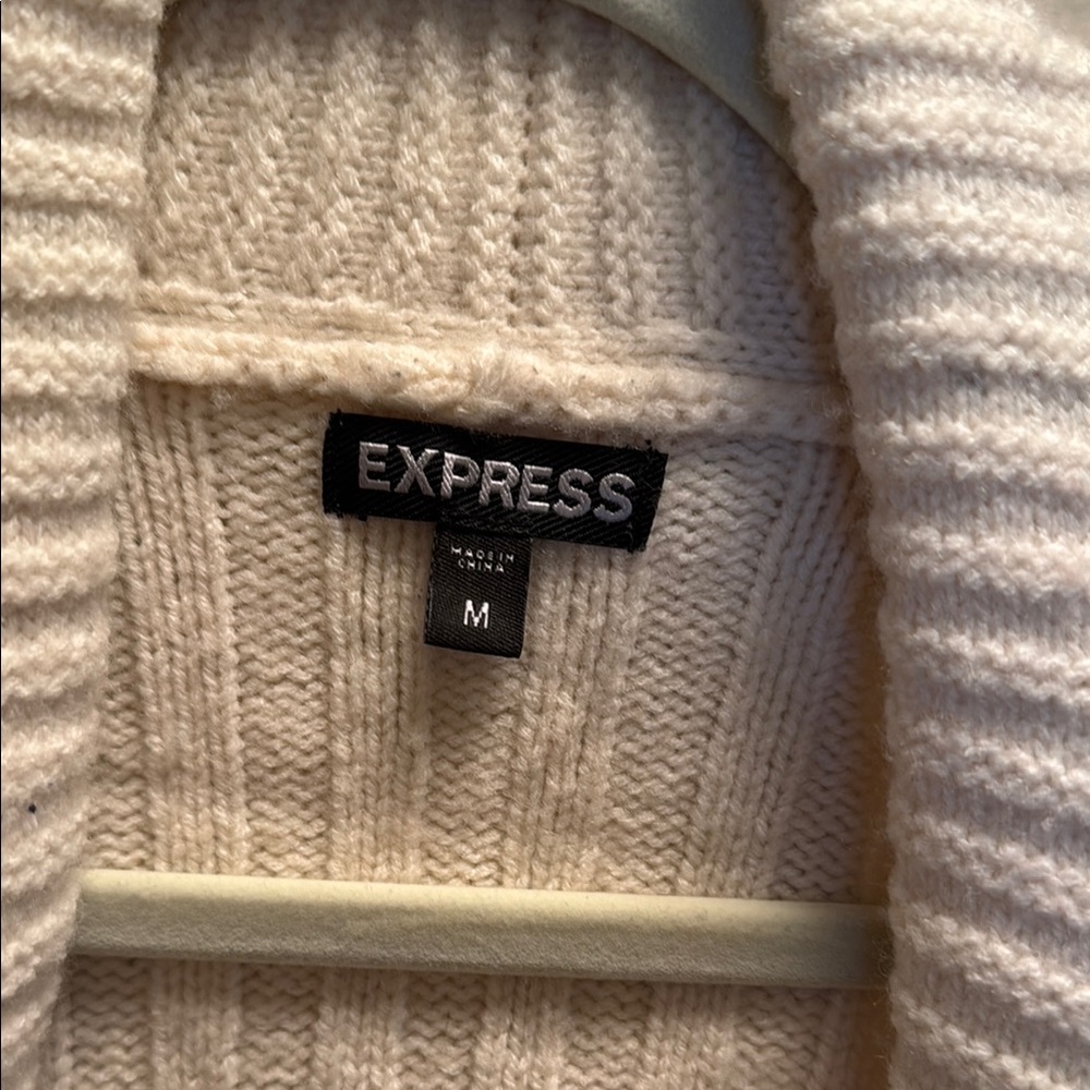Express Cream Ribbed Cardigan - Picture 2 of 5